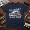 Elegant Customs Los Angeles California lowrider car graphic tee, vintage style, brown classic car, white text