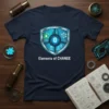Elements of CHANGE quote on a navy blue t-shirt with a futuristic science emblem featuring atomic symbols and circuit board
