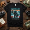 Elephant The Protector t-shirt design featuring a majestic elephant graphic and bold text