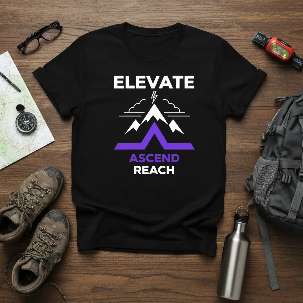Elevate Ascend Reach Mountain Climbing T-Shirt Adventure Gift