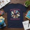 Empower Women Welcome Diversity text with hands of diverse skin tones forming a circle on a navy t-shirt