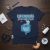 Enfermería Gastroenterología t-shirt with stomach and intestine graphic, medical caduceus symbol, and blue text