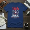 Engineering Division Est. 1968 t-shirt with a retro rocket, gears, and circuit board design in red and white on a