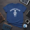 Enterrise College EC t-shirt design with graduation cap, books, and upward arrow graphic