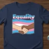 Equality Transgender Pride T-Shirt with handshake graphic and transgender flag colors