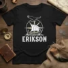 Erikson Viking ship t-shirt with a raven and compass design, showcasing Norse heritage