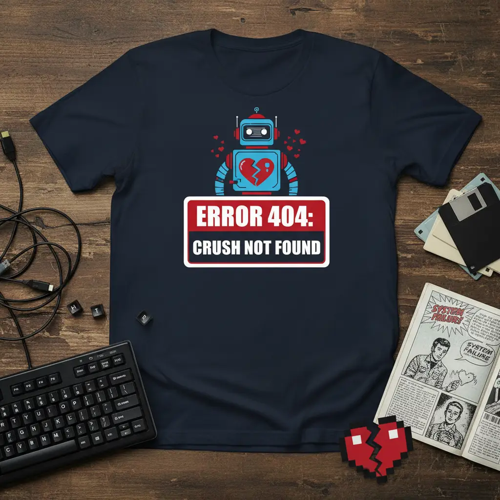 Error 404: Crush Not Found T-Shirt Funny Robot Design