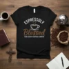 Espressoly Blessed Fueled by Faith & Coffee t-shirt with coffee cup graphic and heart steam
