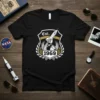 Est 1969 Rocket Earth T-Shirt design featuring a vintage rocket launching from Earth, with laurel leaves and gears