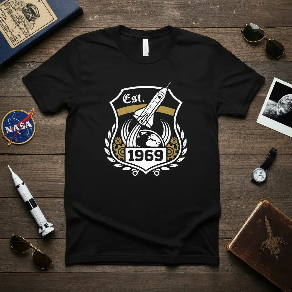 Est 1969 Rocket Earth T-Shirt Retro Space Launch Gift
