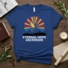 Eternal Hope Ascension t-shirt with dove, sunburst, and cross graphic, white text, faith apparel