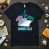 EURIBIA 2023 cruise ship design with anchor and palm tree on a black t-shirt