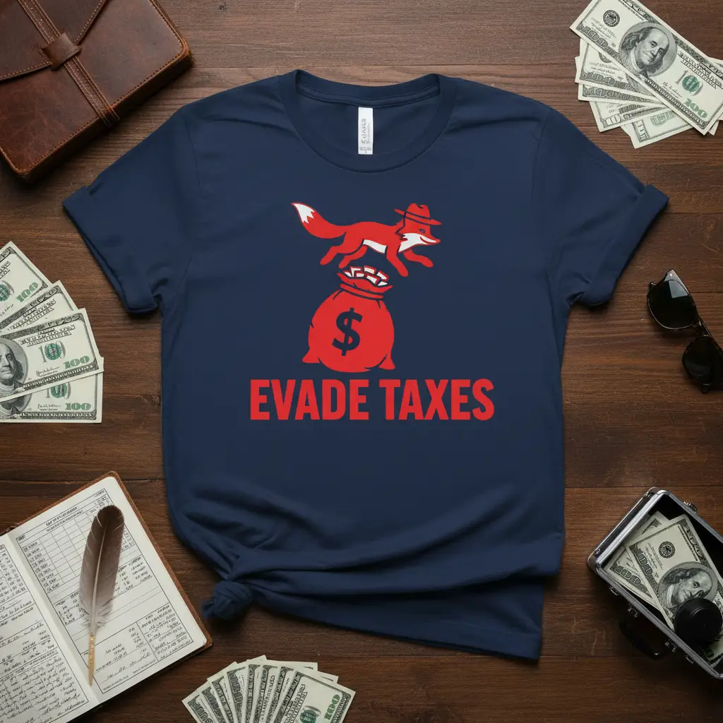Evade Taxes Fox Money Bag T-Shirt Funny Financial Humor Gift
