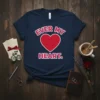 Navy blue t-shirt with "EVER MY HEART." text and a red heart graphic