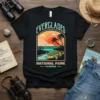 Everglades National Park Florida t-shirt design with alligator, palm trees, and sunset graphic