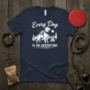 Every Dog IS AN ADVENTURE t-shirt design with a golden retriever hiking, tents, and trees