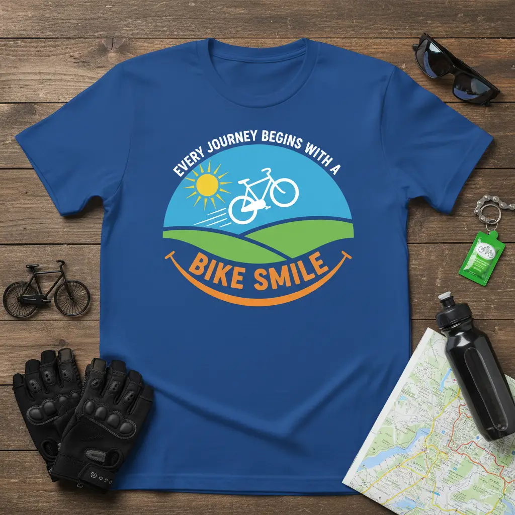 Every Journey Begins With a Bike Smile T-Shirt Cycling Gift
