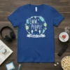 Eww People Avoidance Expert t-shirt with cartoon germs and stick figures, blue shirt