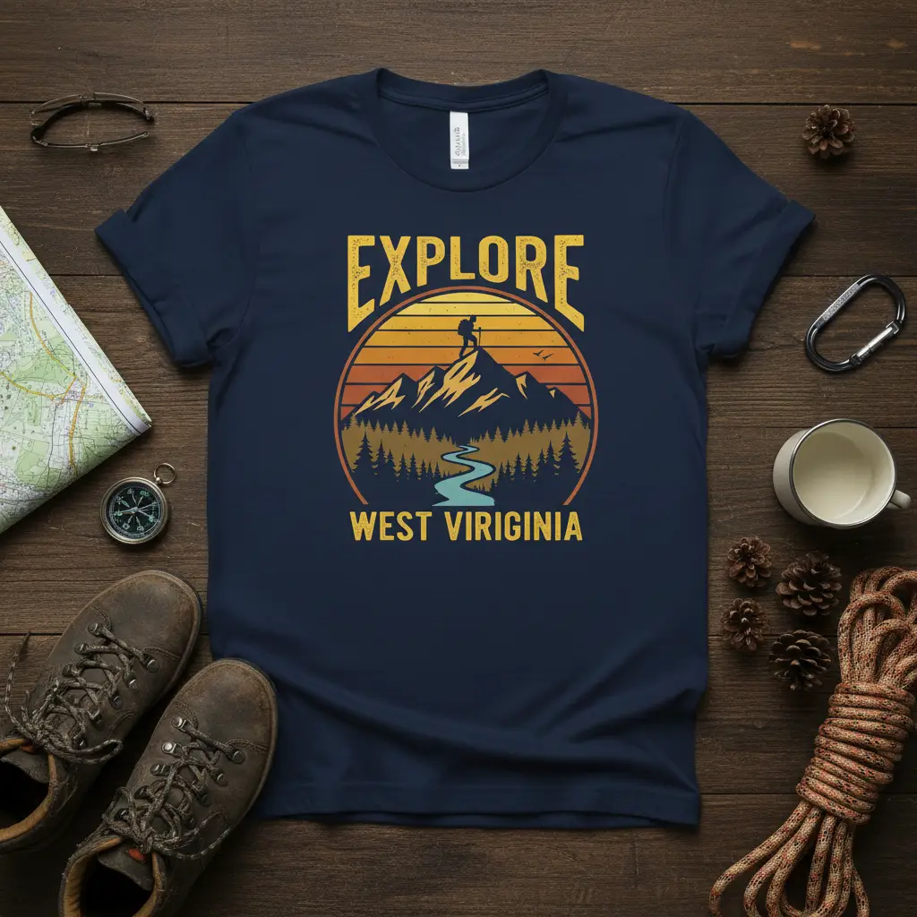 Explore West Virginia Vintage Mountain Hiker T-Shirt