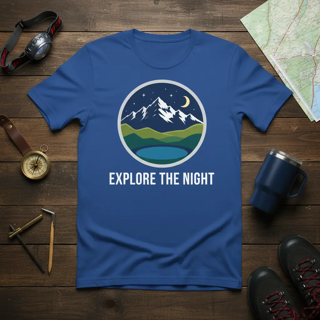 Explore the Night Mountain Scene T-Shirt Adventure Gift