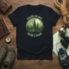 Explore the Wild Nature's Escape t-shirt with a circular forest and mountain landscape graphic