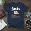 Facts noun objective statements verified unlike feelings subjective emotional state t-shirt design with open book and brain graphic