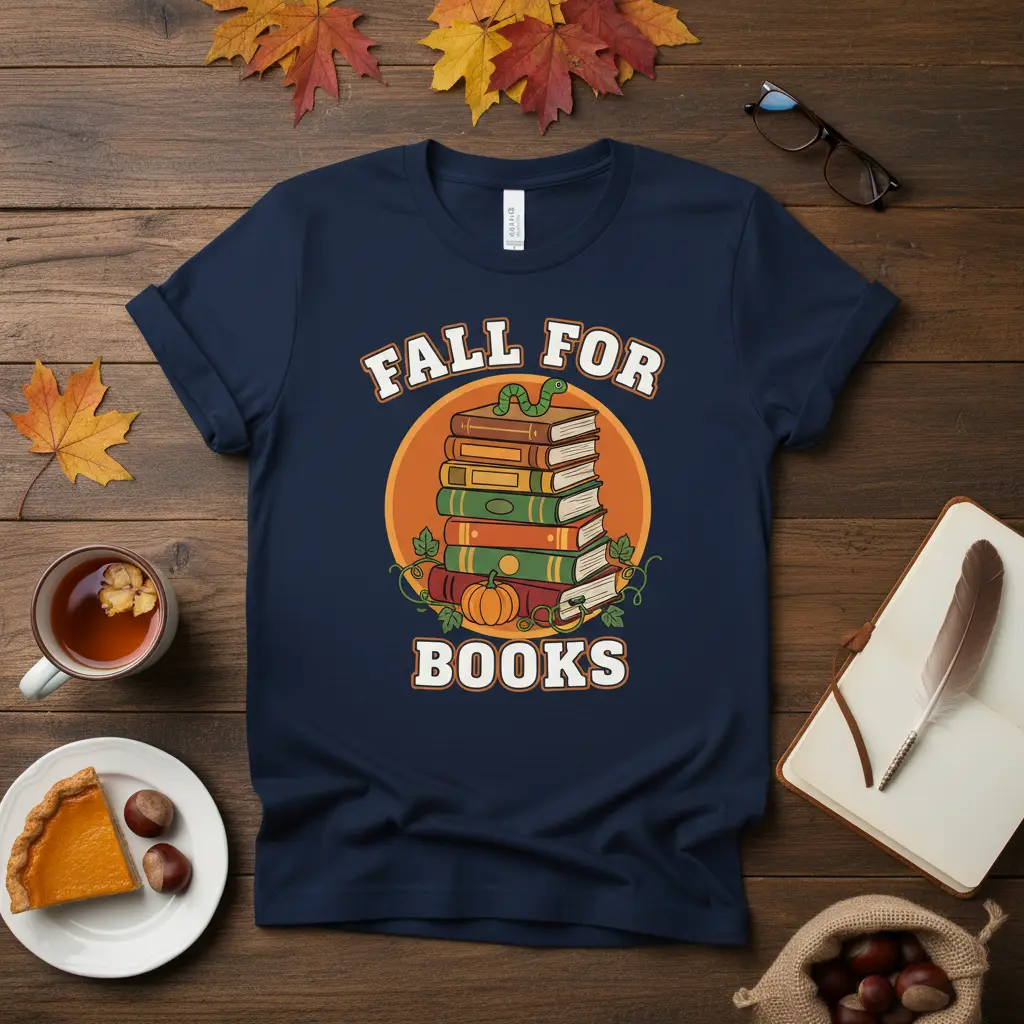 Fall for Books T-Shirt Cozy Autumn Reading Gift