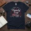 Family Trip Chicago 2026 t-shirt with skyline graphic and heart details