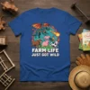 Farm Life Just Got Wild T-Shirt with dragon, bull, pigs, rooster, and cow graphic