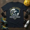 Dark t-shirt featuring the "FAST FIERCE FEARLESS ROLLER STRIKE" text and a graphic of a roller derby skater in action