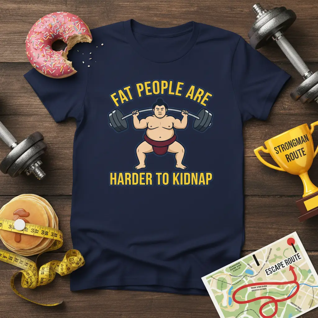 Fat People Are Harder to Kidnap T-Shirt Funny Gym Humor