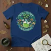 Father Nature's Unique Botanicals t-shirt design featuring a science flask with plants and flowers