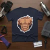 T-shirt with ripped abs design and text FD YOU DEATU MEREN BORTN, gym workout theme