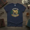 February 1956 70 Years of Being Awesome t-shirt design with gold text and laurel wreath graphic
