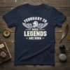 February 29 When Legends Are Born text with lion and wings graphic on a navy t-shirt