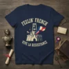Feelin' French Vive La Resistance t-shirt design featuring a castle and French flag