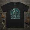Fenris Unbound t-shirt design featuring a howling wolf head within a circular Norse knotwork frame