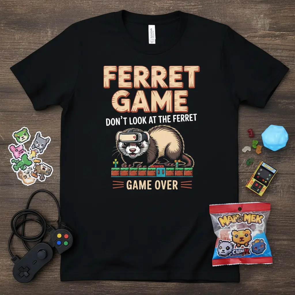 Ferret Game Don’t Look at the Ferret T-Shirt Funny Gamer Gift