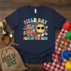 Field Day Fun In The Sun t-shirt design with a retro style apple and sun characters playing sports