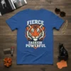 Fierce Fashion Powerful tiger graphic t-shirt with bold white text and orange accents