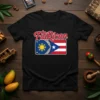 FiliRican t-shirt design featuring the word "FiliRican" above a graphic combining the Philippine and Puerto Rican flags