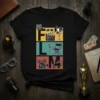 FILM T-Shirt design featuring vintage film camera, clapperboard, director's chair, microphone, and megaphone graphics