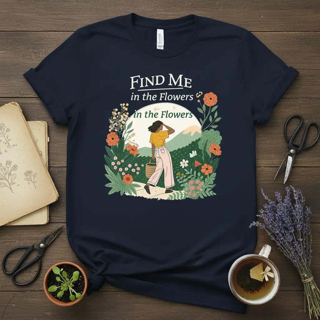 Find Me in the Flowers Quote T-Shirt for Gardeners