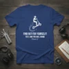 T-shirt with white text "FIND OUT FOR YOURSELF! TEST, AND YOU WILL KNOW Kamal S" and a graphic of a