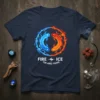 Fire Ice Yin Yang unique graphic design printed on comfortable cotton t-shirt