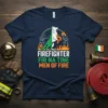 Firefighter Fir Na Tine Men of Fire T-Shirt with Irish wolfhound and firefighting graphics