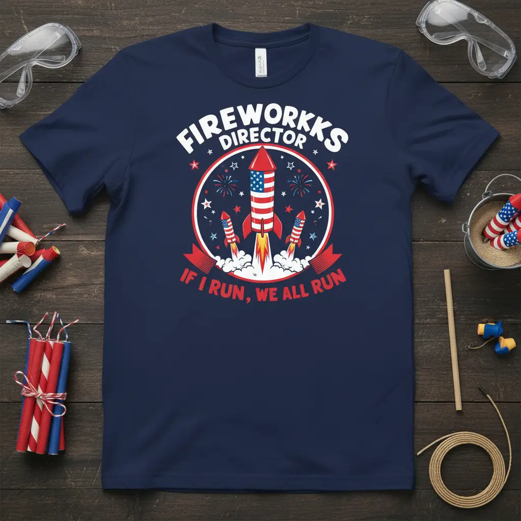 FIREWORKS DIRECTOR IF I quote printed with detailed print on comfortable cotton fabric t-shirt design