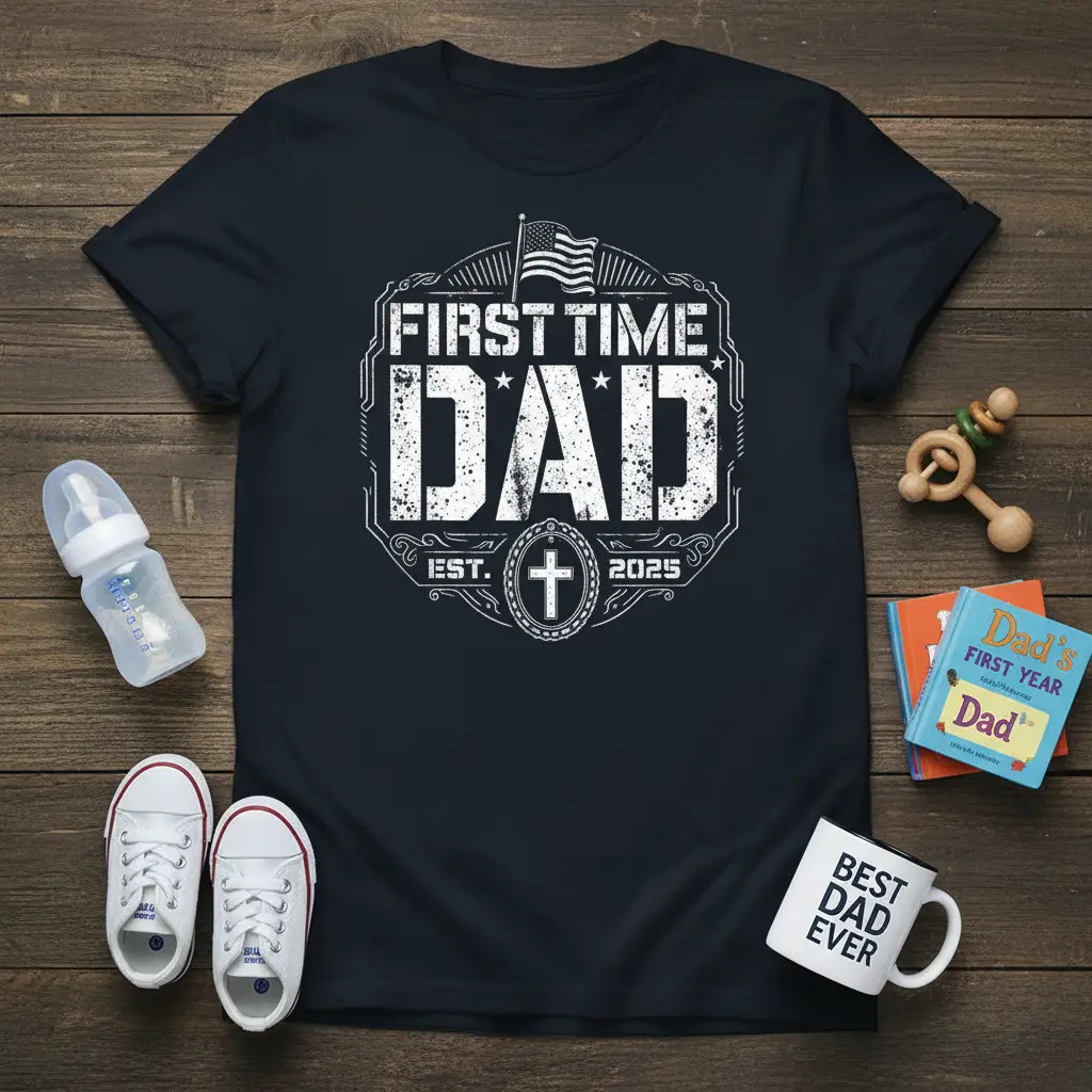 First Time Dad Est 2025 T-Shirt New Dad Gift