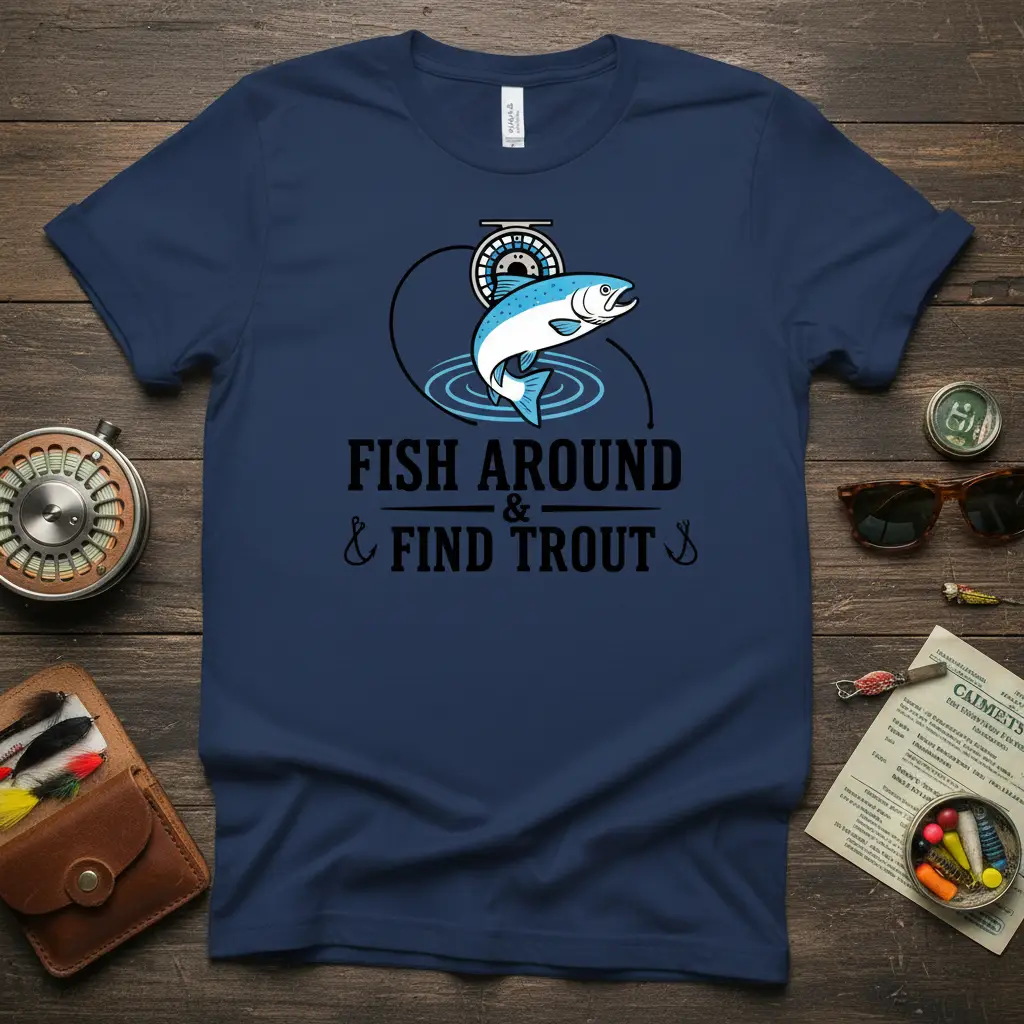 Fish Around & Find Trout Fishing T-Shirt for Anglers