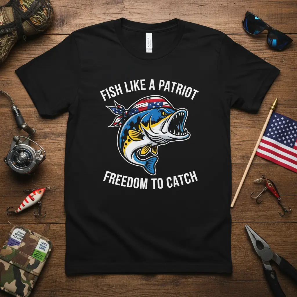 Fish Like a Patriot Freedom to Catch T-Shirt Usa Fishing